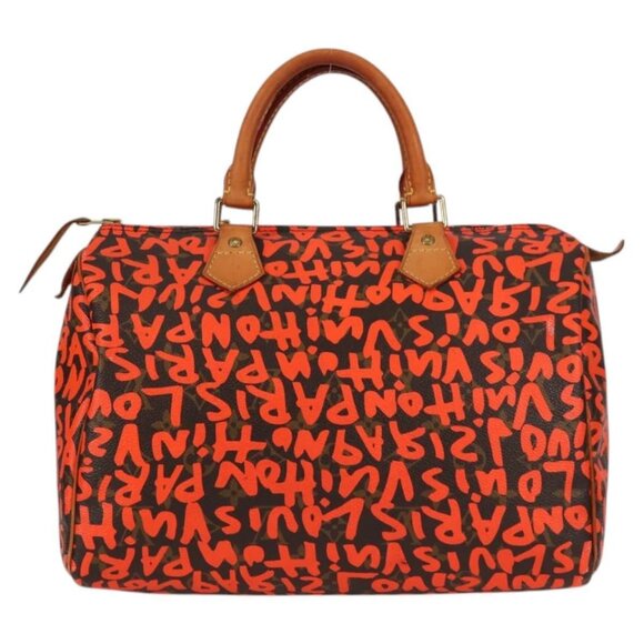 LOUIS VUITTON Monogram Graffiti Speedy 30 Hand Bag Orange - Picture 2 of 16